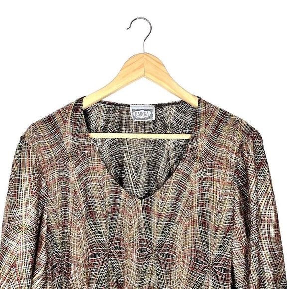 Women’s  Isadora Geometric Pattern 3/4 Sleeve V Neck Blouse Size 3X - Picture 3 of 6
